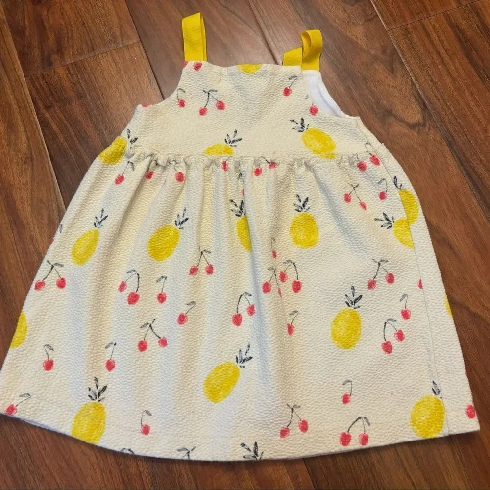 Zara yellow fruit cherry pineapple dress